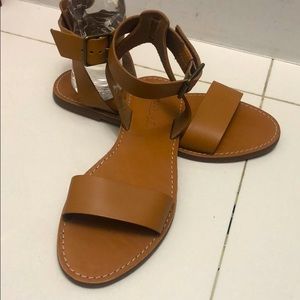 New, Camel Madewell Boardwalk Leather Sandals
